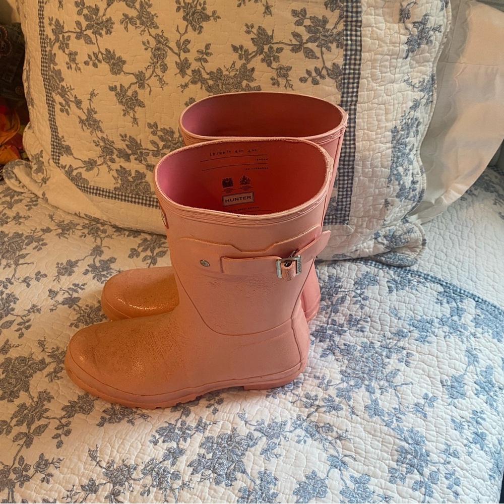 Hunter Women’s Original Short Pink Gloss Rain Boot Size 9 - Picture 9 of 10